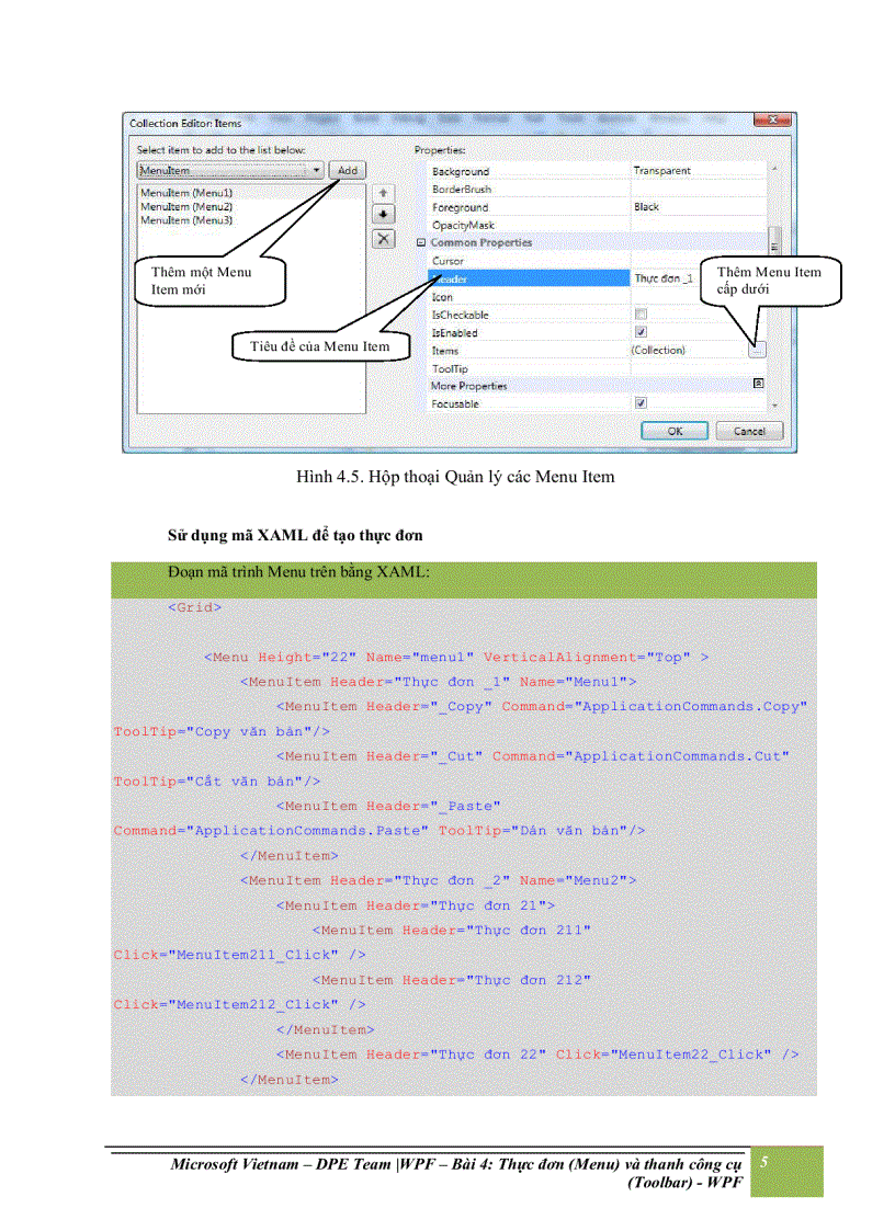 image for page Thực đơn menu và thanh công cụ toolbar wpf
