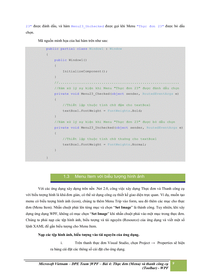 image for page Thực đơn menu và thanh công cụ toolbar wpf
