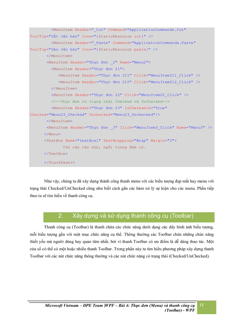 image for page Thực đơn menu và thanh công cụ toolbar wpf