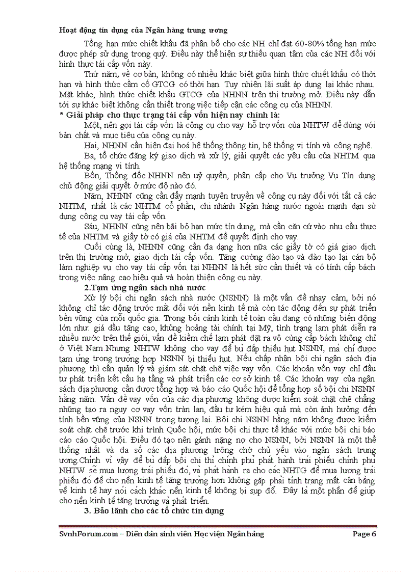 image for page Hoạt động tín dụng của NHTW