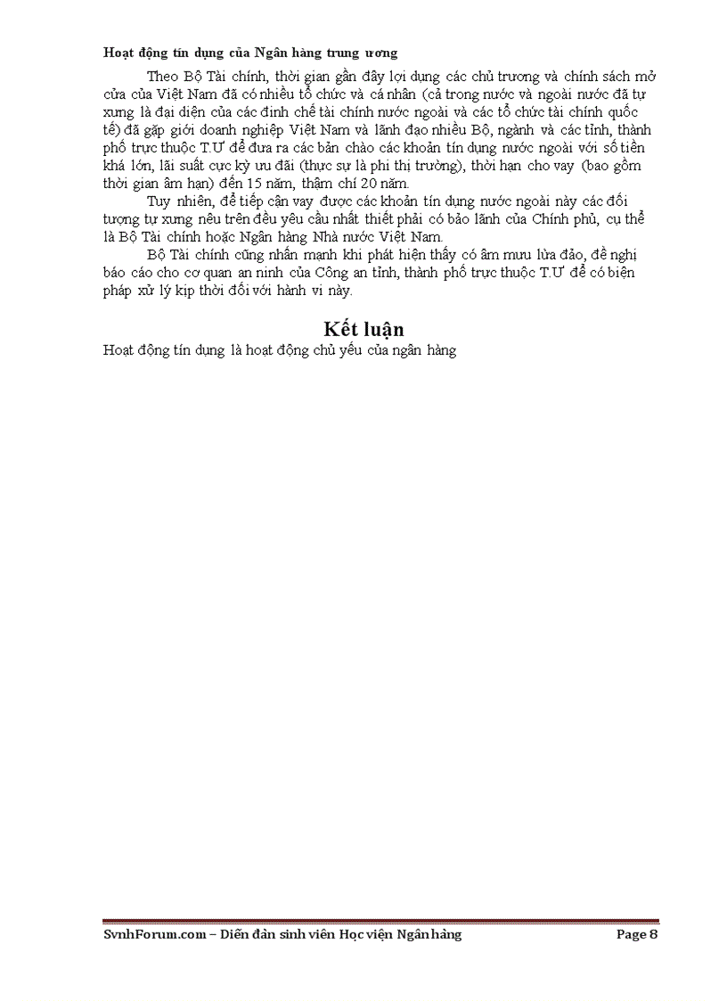 image for page Hoạt động tín dụng của NHTW