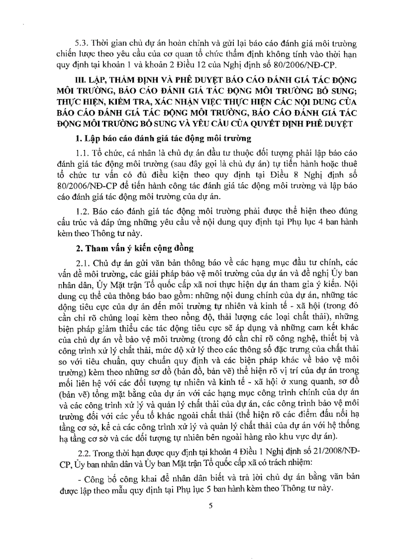 image for page Thông tư 05 2008 BTNMT Hướng dẫn ĐTM ĐCM CKBVMT