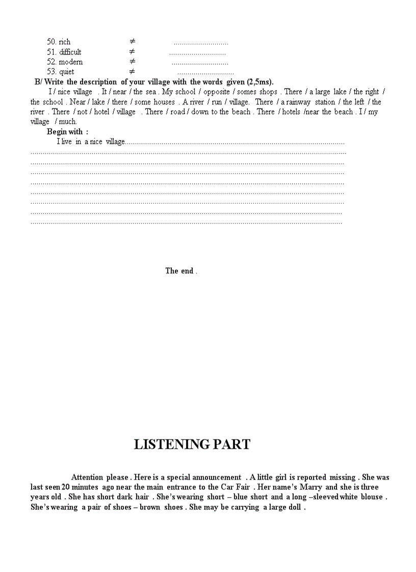 image for page Đề thi thử HSG Tiếng Anh 8 Đề 20