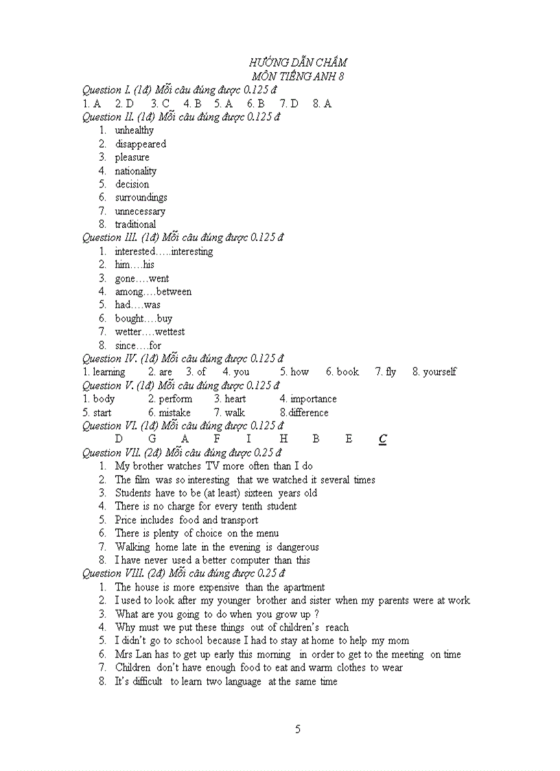 image for page Đề thi khảo sát học sinh giỏi cấp huyện Năm học 2009 2010 môn Tiếng anh lớp 8