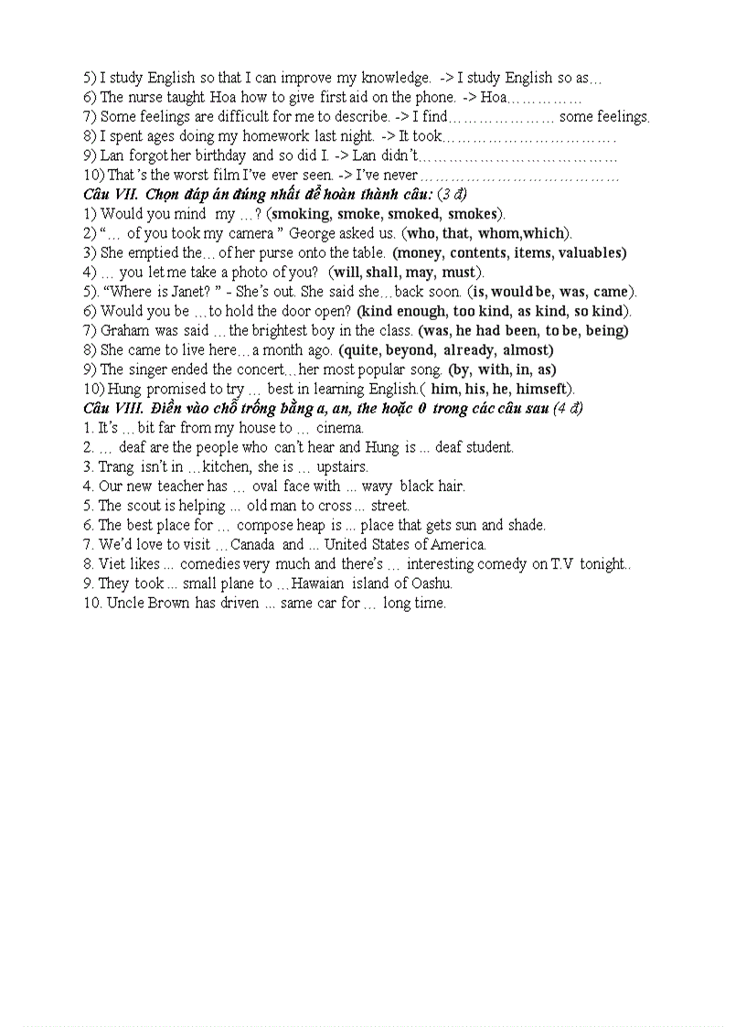 image for page Đề thi thử HSG Tiếng Anh 8 Đề 21