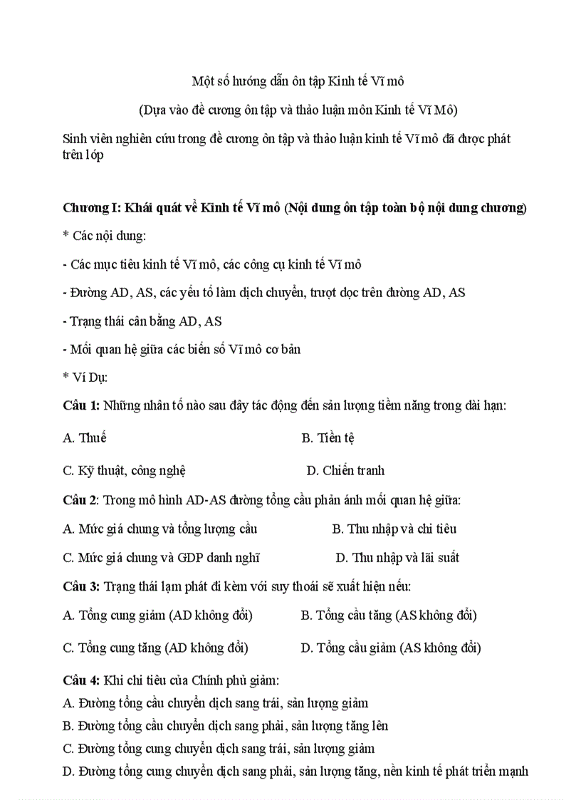 image for page Đề cương ôn tập kinh tế vĩ mô 1