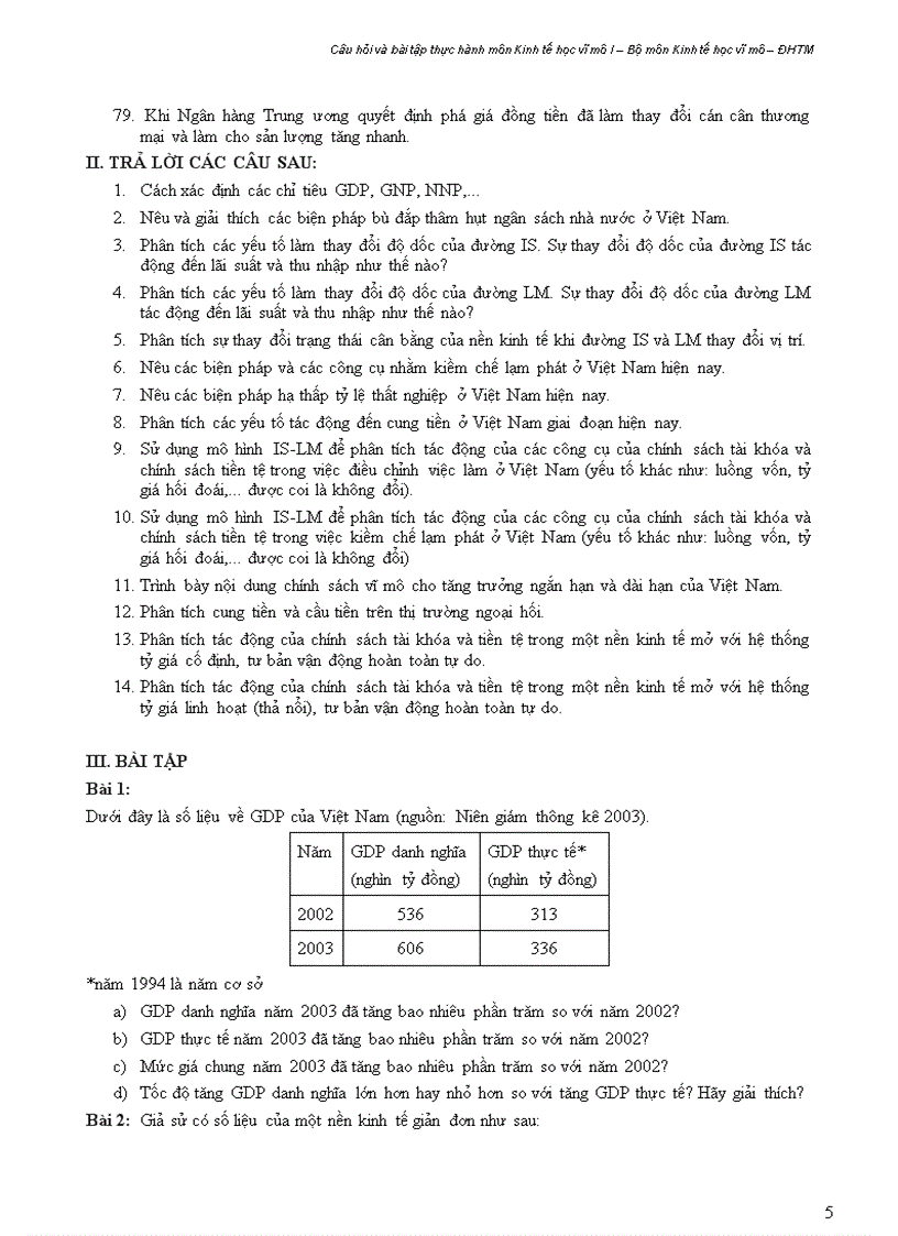 image for page Câu hỏi và bài tập thực hành kinh tế vĩ mô