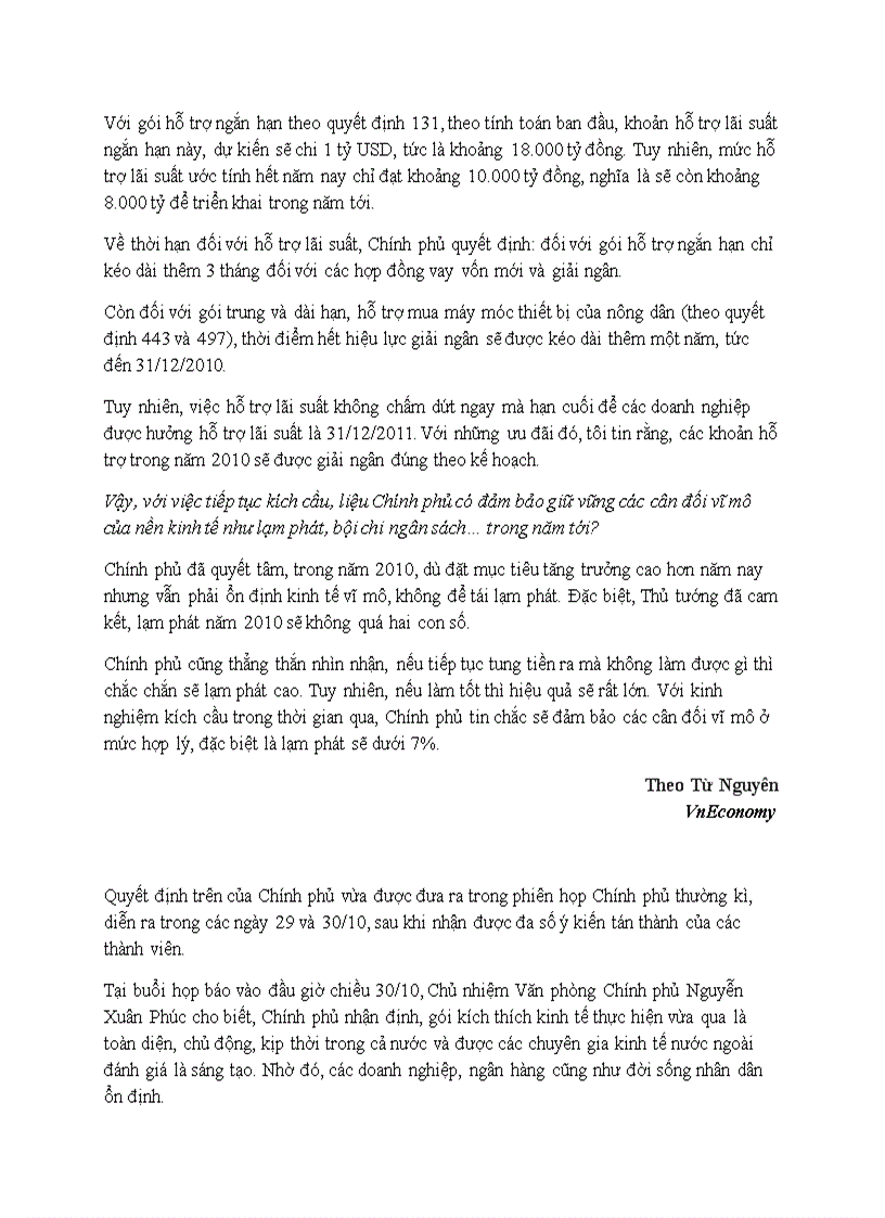 image for page Đề thảo luận kinh tế học vĩ mô về gói kích cầu 2