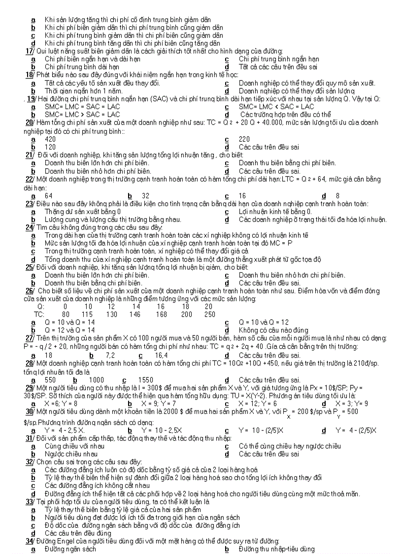 image for page Đề thi trắc nghiêm kinh tế vi mô 3 đề