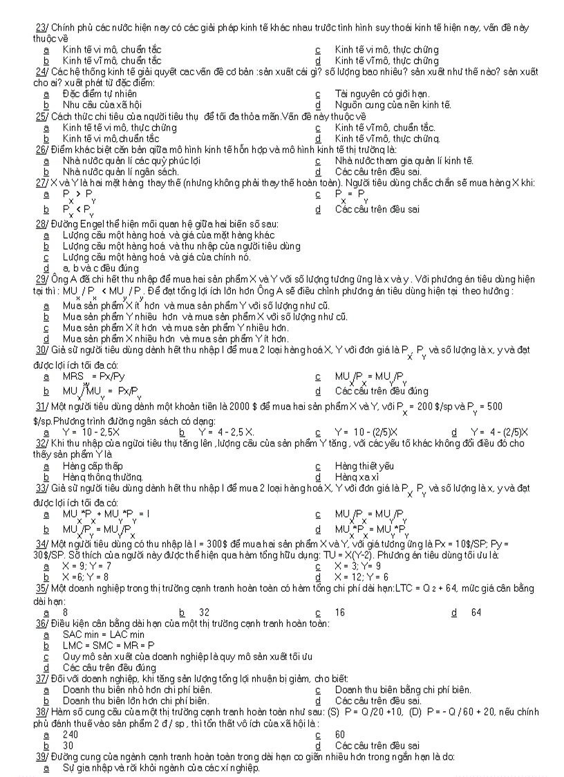 image for page Đề thi trắc nghiêm kinh tế vi mô 3 đề