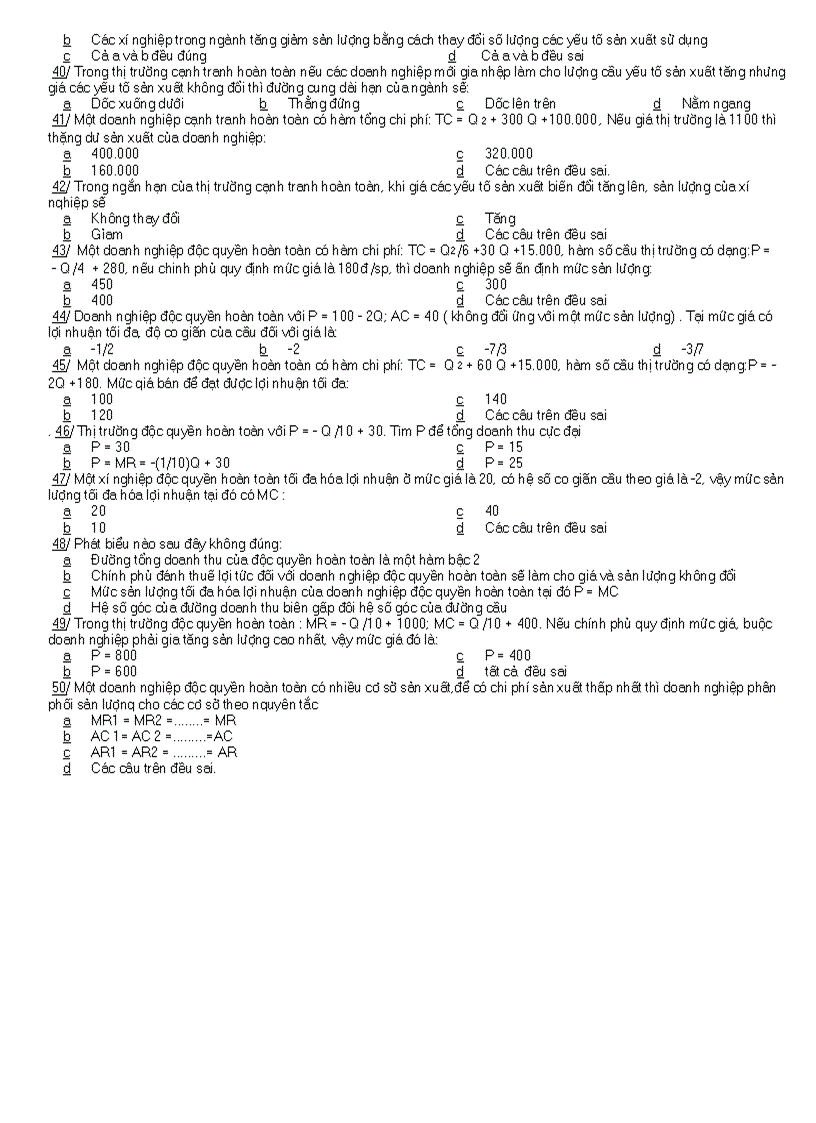 image for page Đề thi trắc nghiêm kinh tế vi mô 3 đề