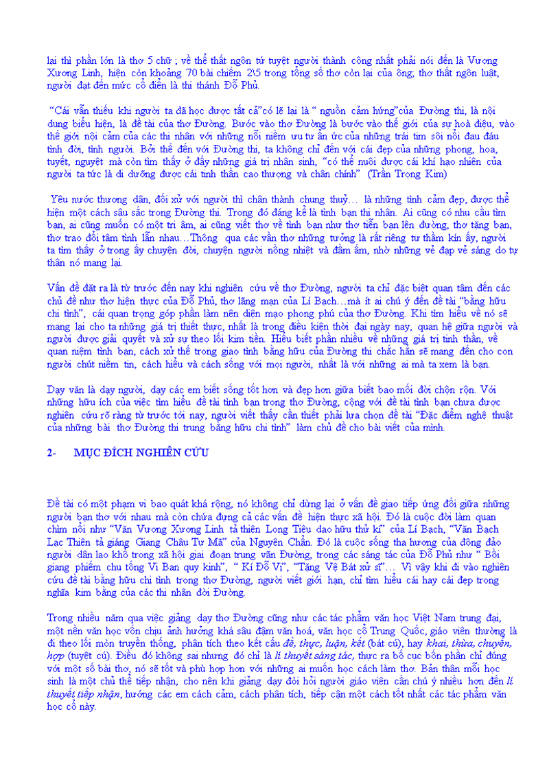 image for page Đặc điểm nghệ thuật của những bài thơ tình bằng hữu tiêu biểu trong đường thi