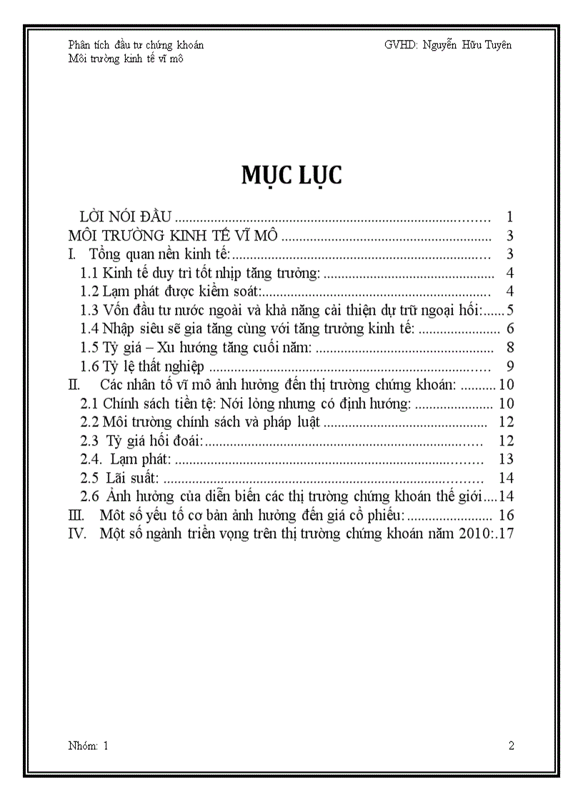 image for page Phân tích đầu tư chứng khoán Môi trường kinh tế vĩ mô