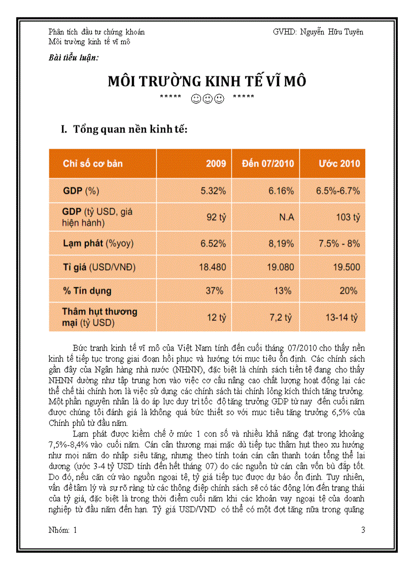 image for page Phân tích đầu tư chứng khoán Môi trường kinh tế vĩ mô