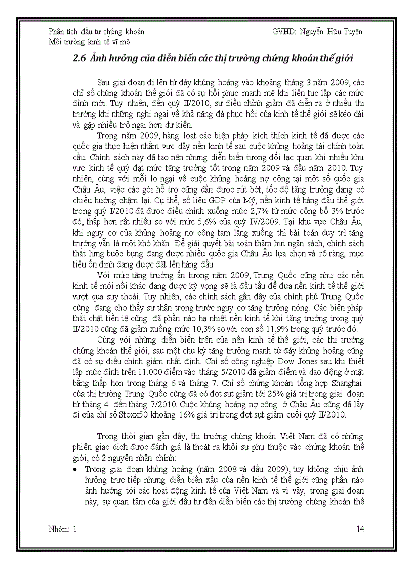 image for page Phân tích đầu tư chứng khoán Môi trường kinh tế vĩ mô