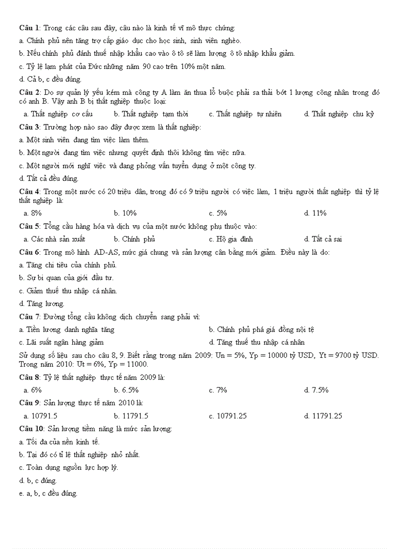 image for page Bộ đề trắc nghiệm từng chương về Kinh tế vĩ mô rất hay 1