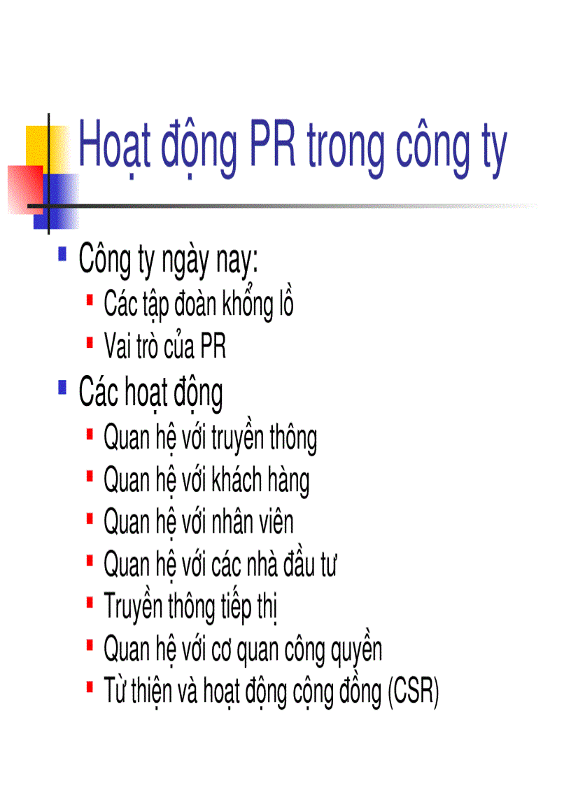 image for page Bài giảng 2 Lịch sử PR Hoạt động PR trong các tổ chức
