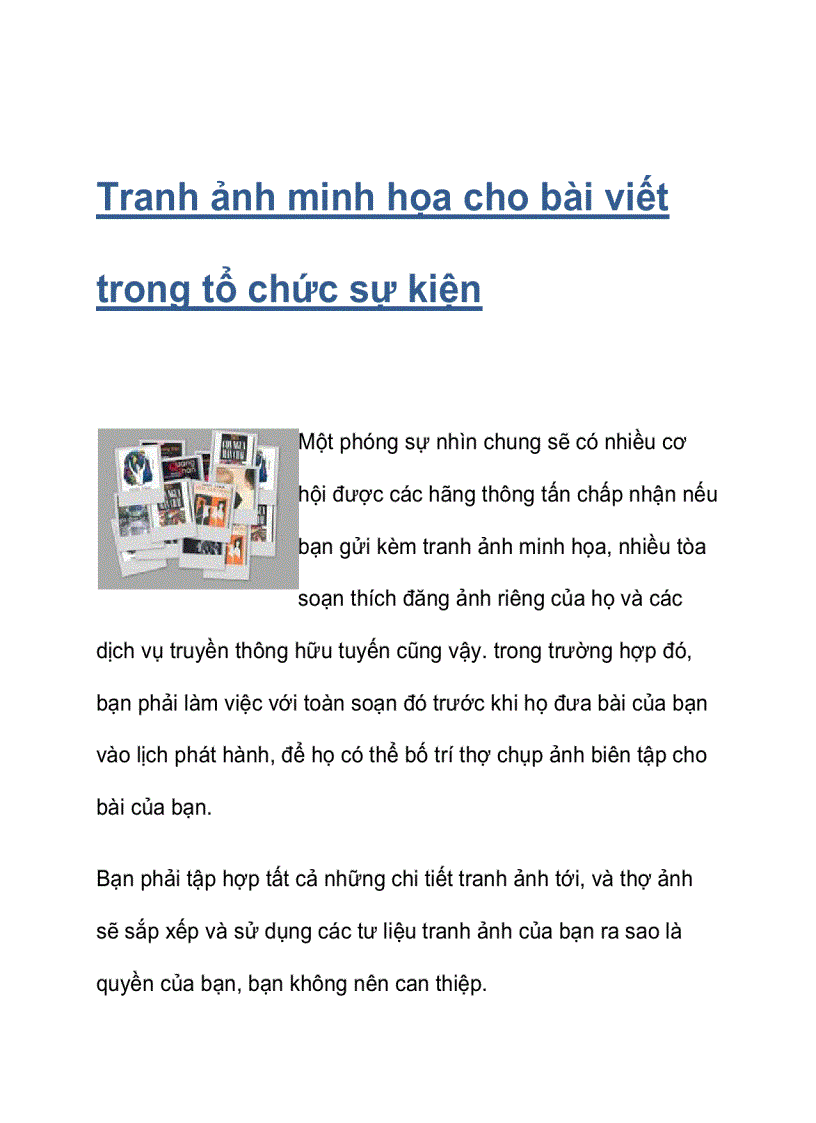 image for page Tranh ảnh minh họa cho bài viết trong tổ chức sự kiện