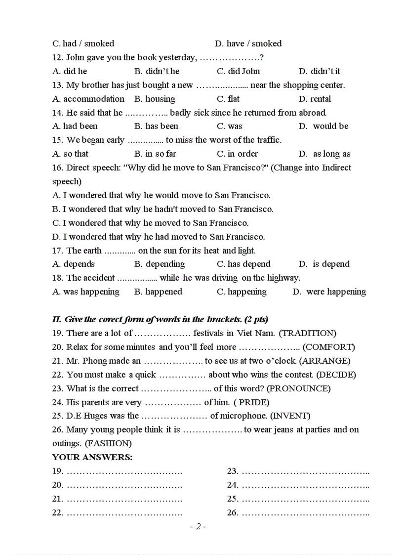 image for page Đề thi học sinh giỏi tiếng anh lớp 9 cấp huyện 2010 2011