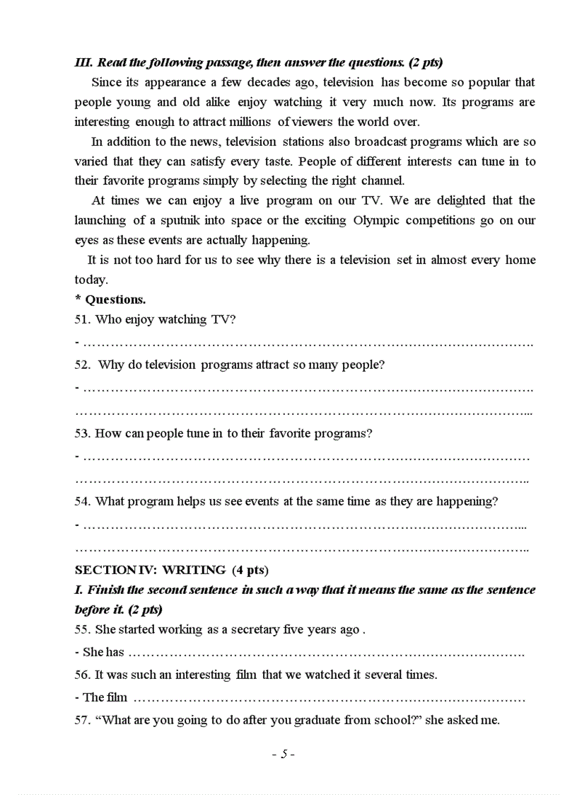 image for page Đề thi học sinh giỏi tiếng anh lớp 9 cấp huyện 2010 2011