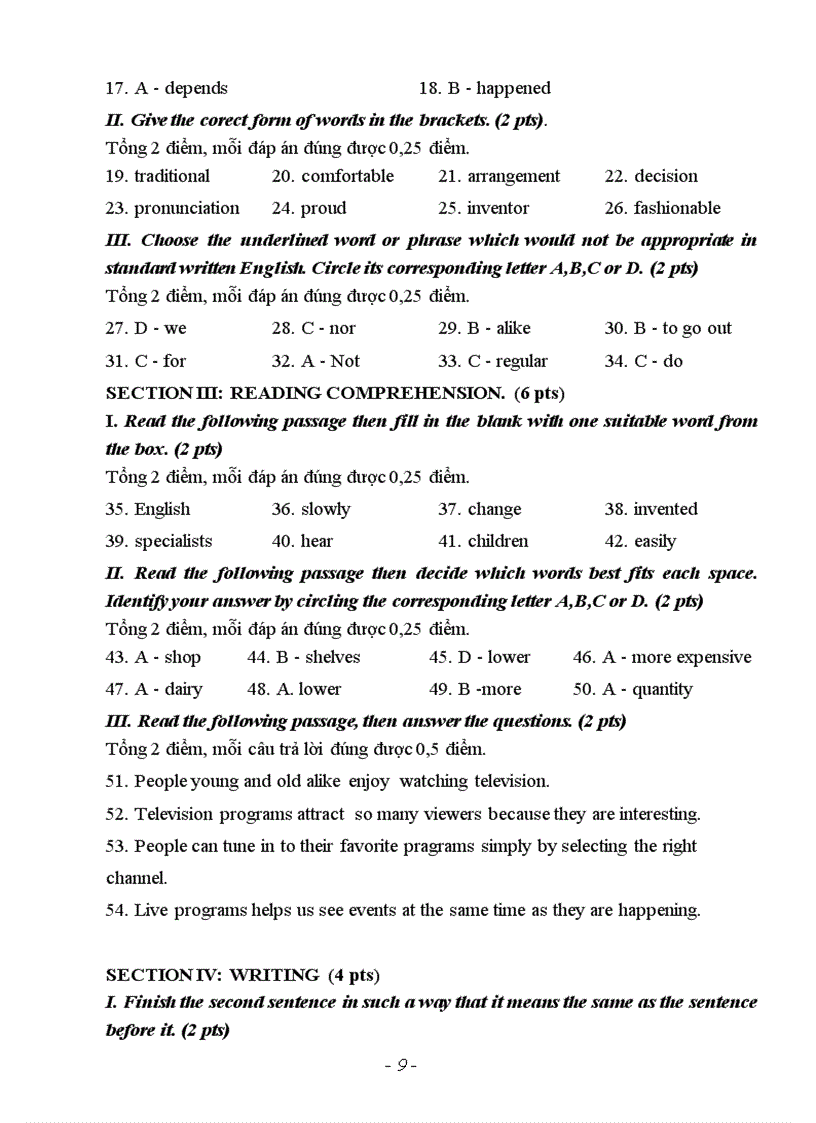 image for page Đề thi học sinh giỏi tiếng anh lớp 9 cấp huyện 2010 2011