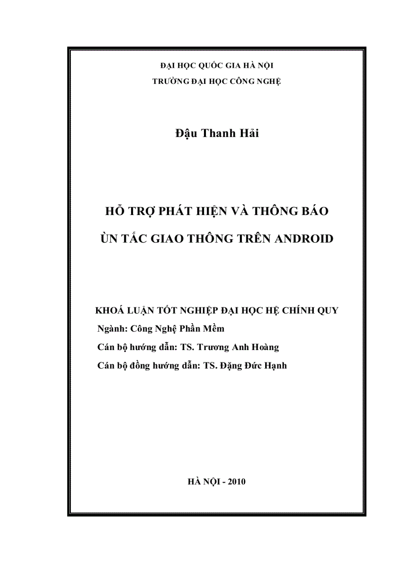 image for page Hỗ trợ phát hiện và thông báo ùn tắc giao thông trên Androi