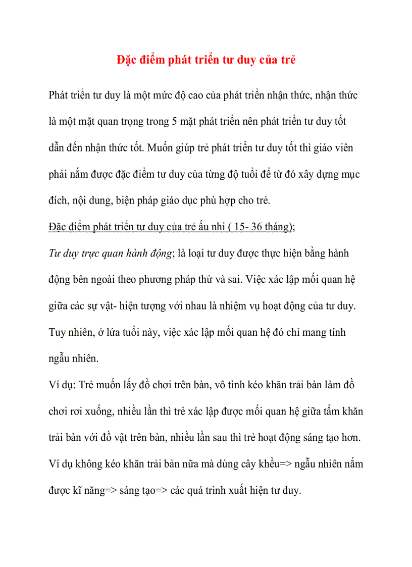 image for page Đặc điểm phát triển tư duy của trẻ