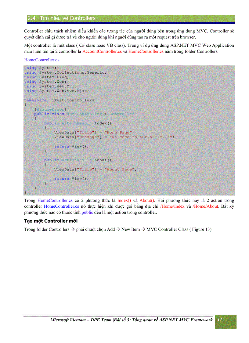 image for page Tổng quan về ASP NET MVC Framework