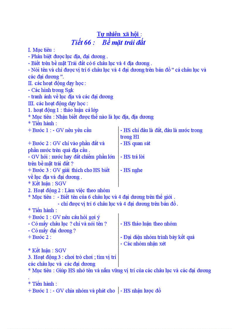 image for page Tự nhiên xã hội Bề mặt trái đất