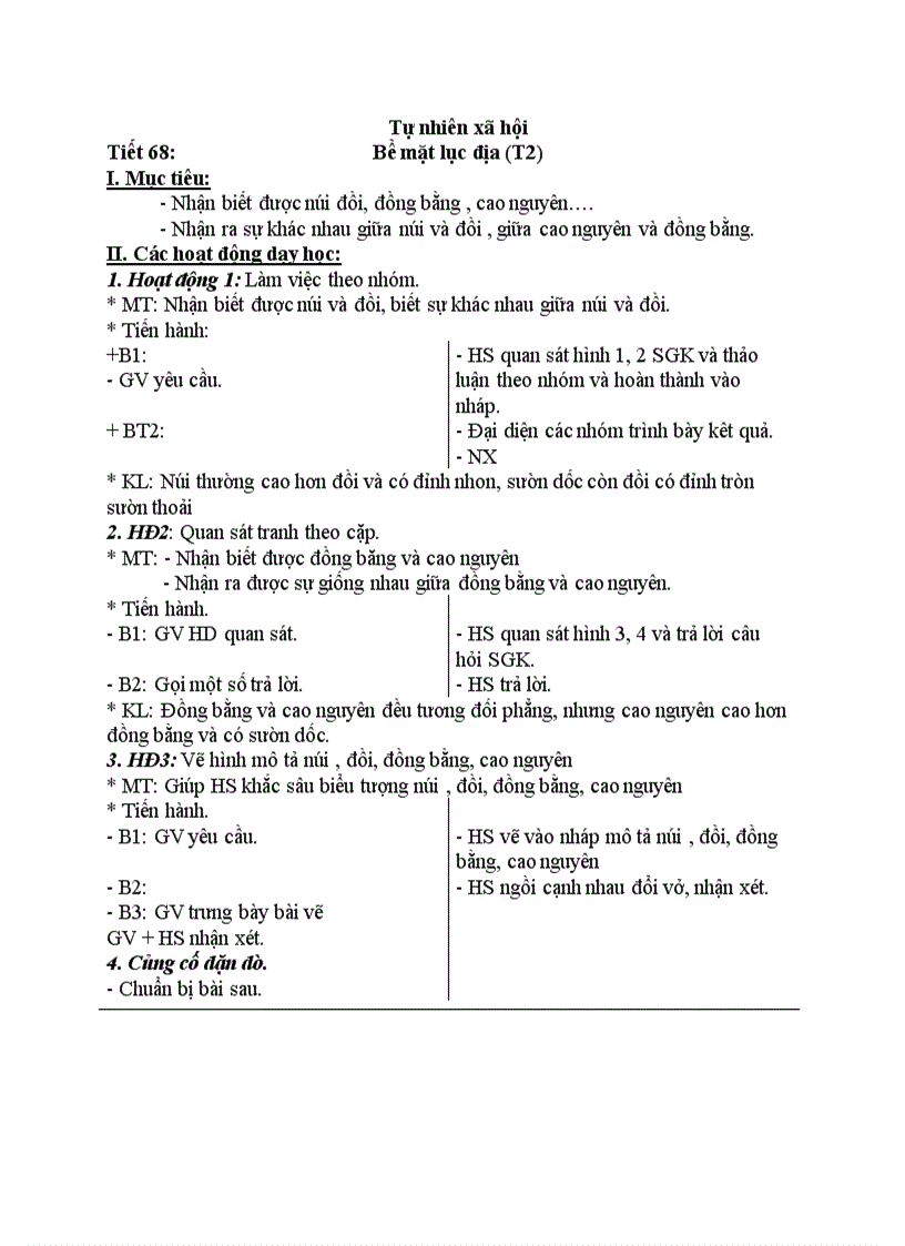 image for page Tự nhiên xã hội Bề mặt lục địa T2