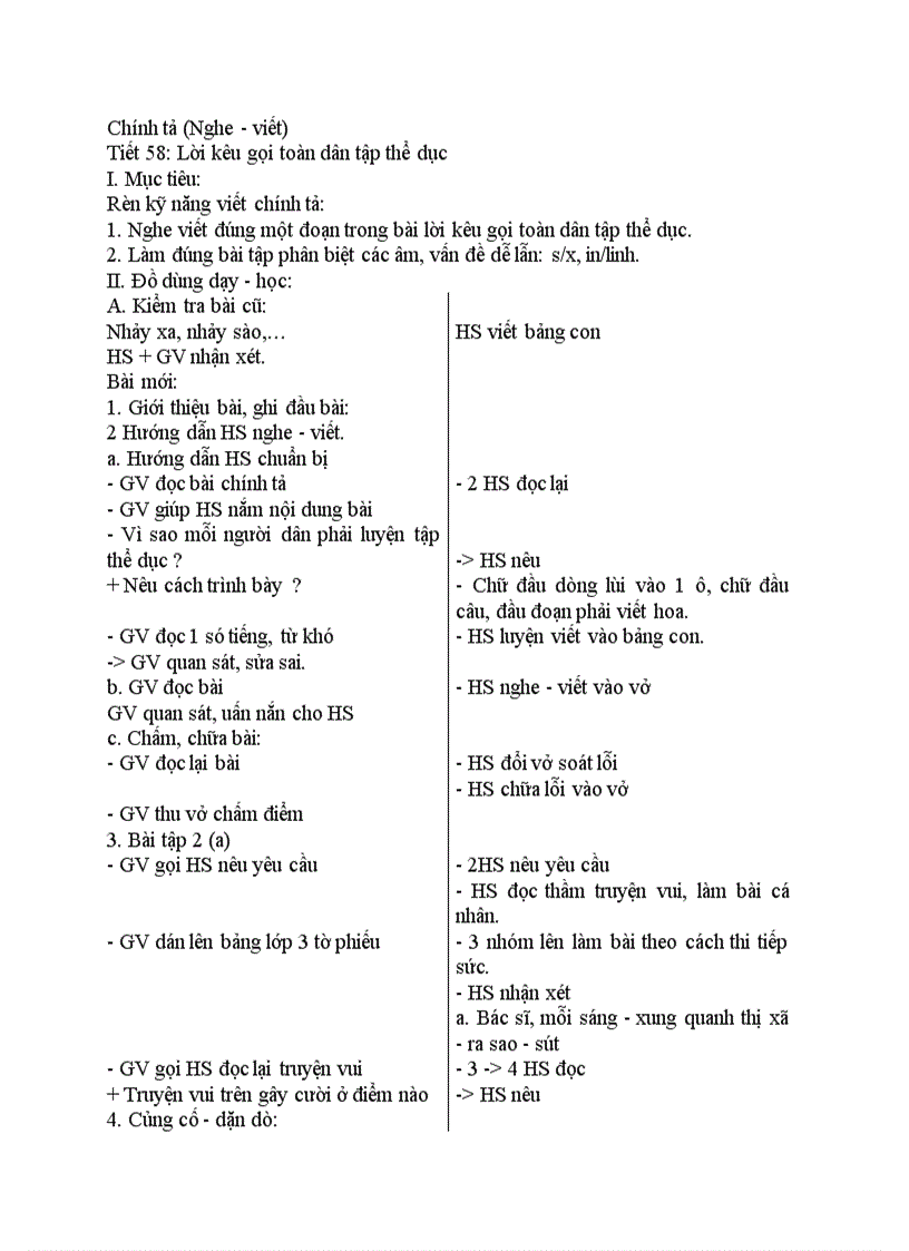 image for page Chính tả Nghe viết Lời kêu gọi toàn dân tập thể dục