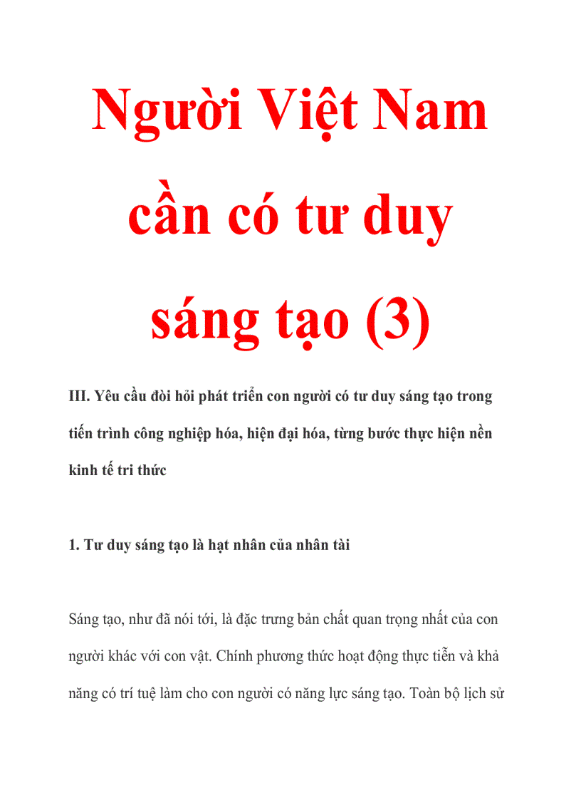 Người Việt Nam cần có tư duy sáng tạo 3