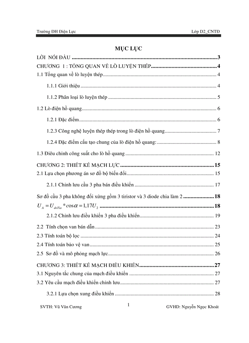 image for page Thiết kế phần mạch chỉnh lưu của lò luyện thép