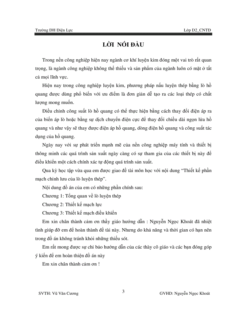 image for page Thiết kế phần mạch chỉnh lưu của lò luyện thép