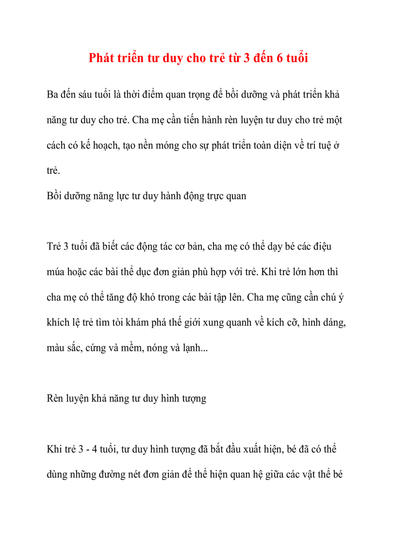 image for page Phát triển tư duy cho trẻ từ 3 đến 6 tuổi