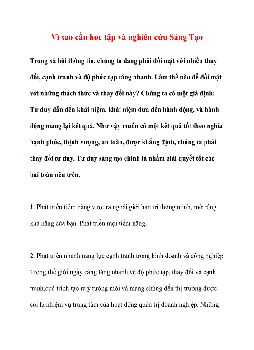 image for page Vì sao cần học tập và nghiên cứu Sáng Tạo