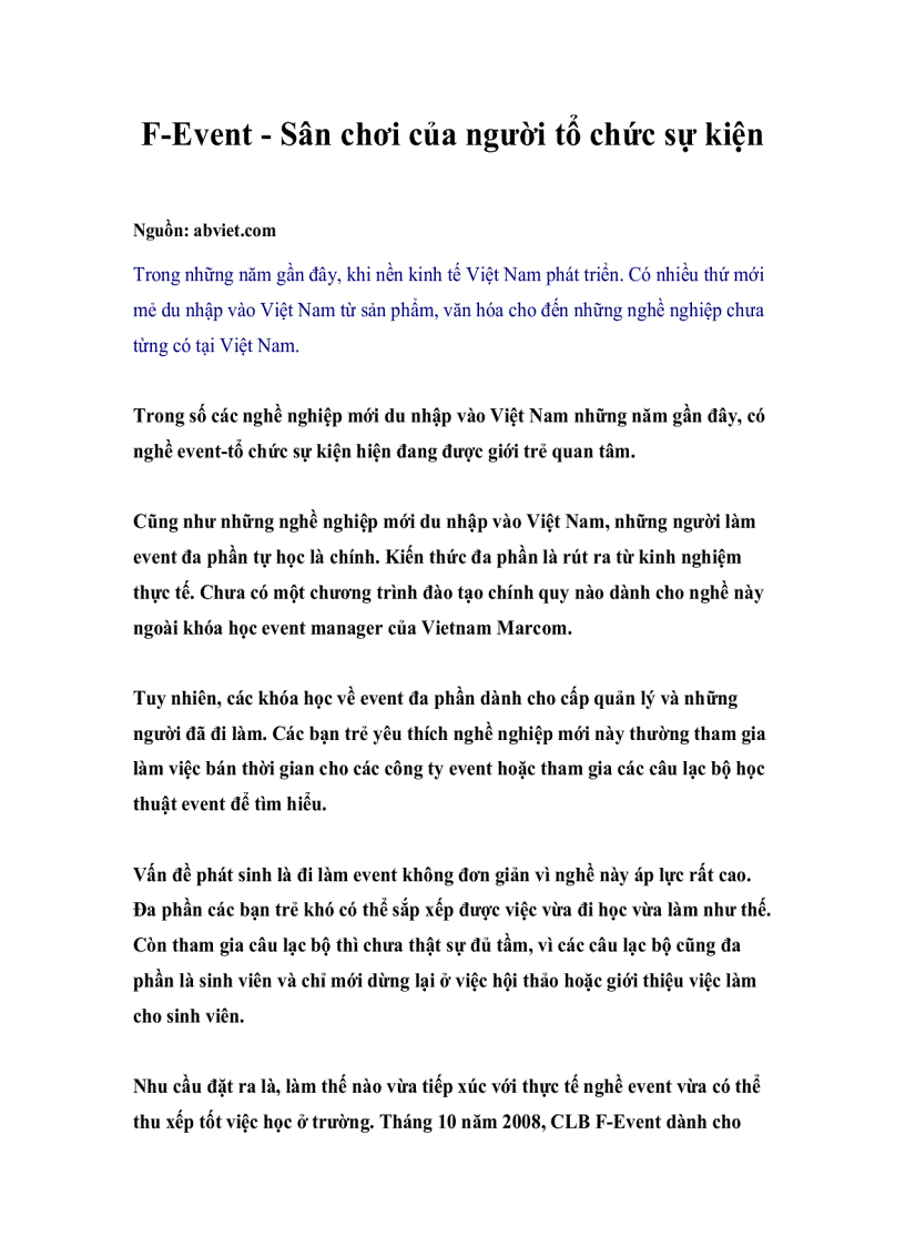 image for page F Event Sân chơi của người tổ chức sự kiện