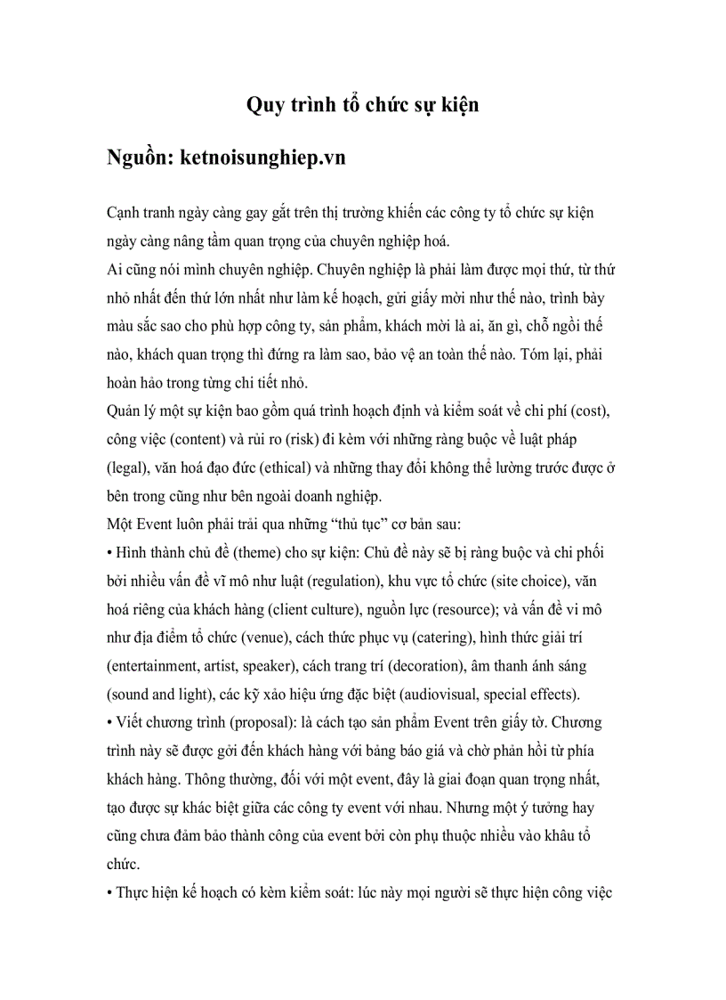 image for page Quy trình tổ chức sự kiện
