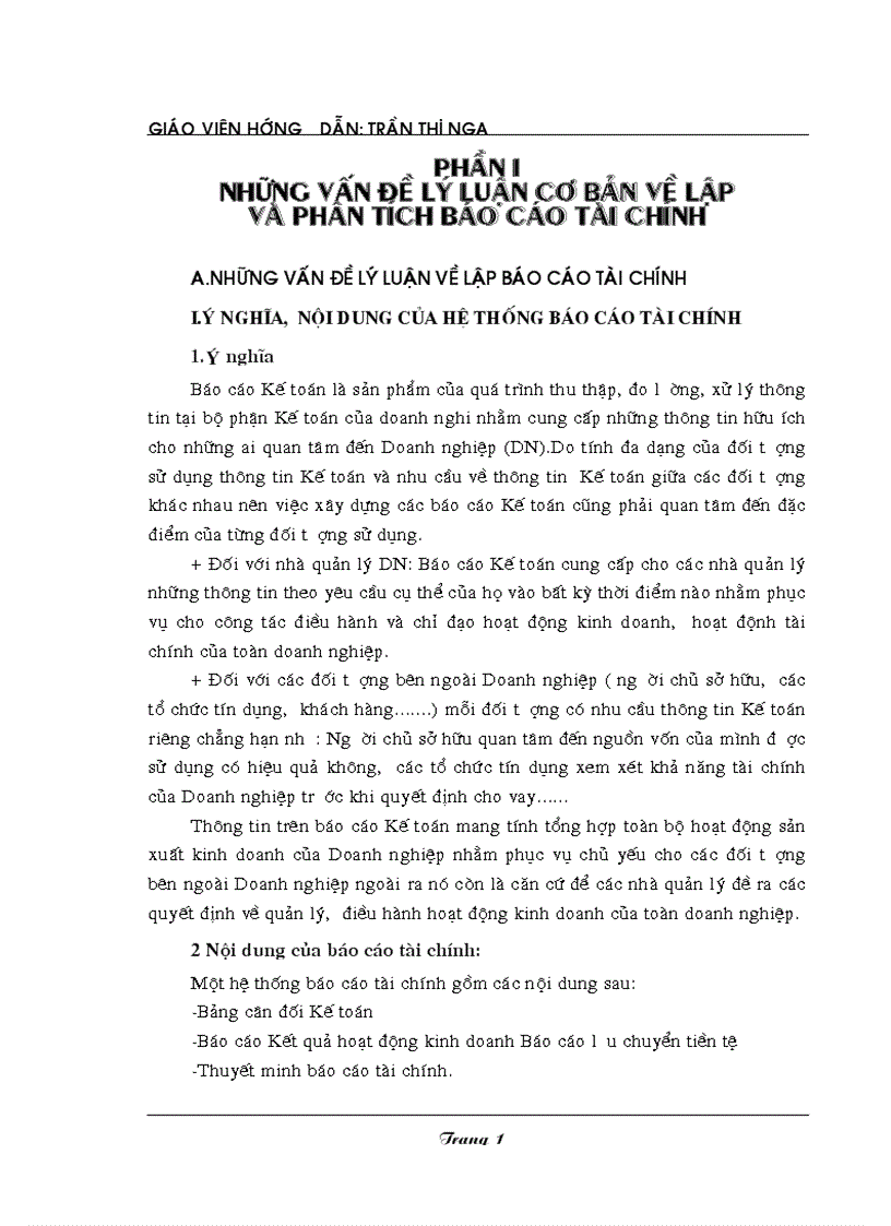 Một số công tác nhằm hoàn thiện công tác lập báo cáo và phần tích báo cáo tài chính tại công ty cơ khí và thiết bị điện đà năng