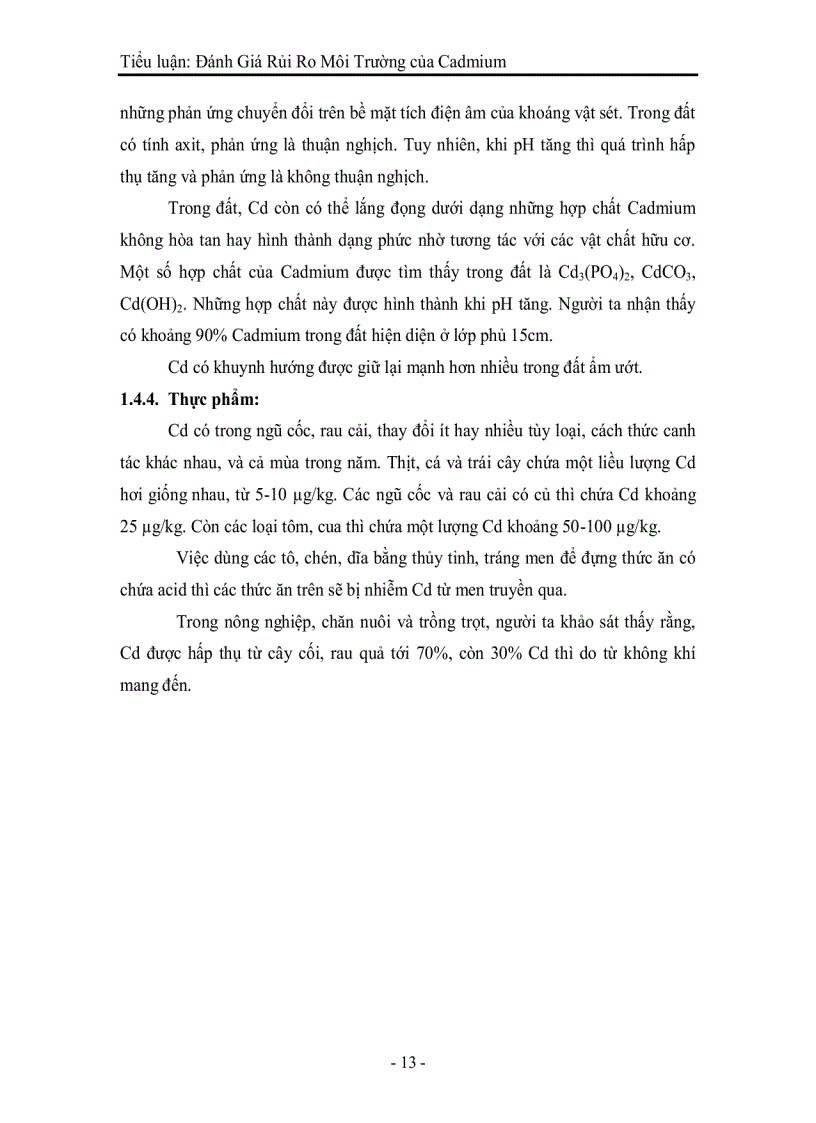 image for page Đánh Giá Rủi Ro Môi Trường của Cadmium