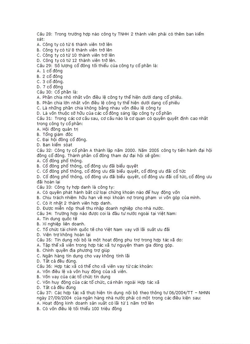 image for page Tài liệu trắc nghiệm Luật kinh tế kèm đáp án