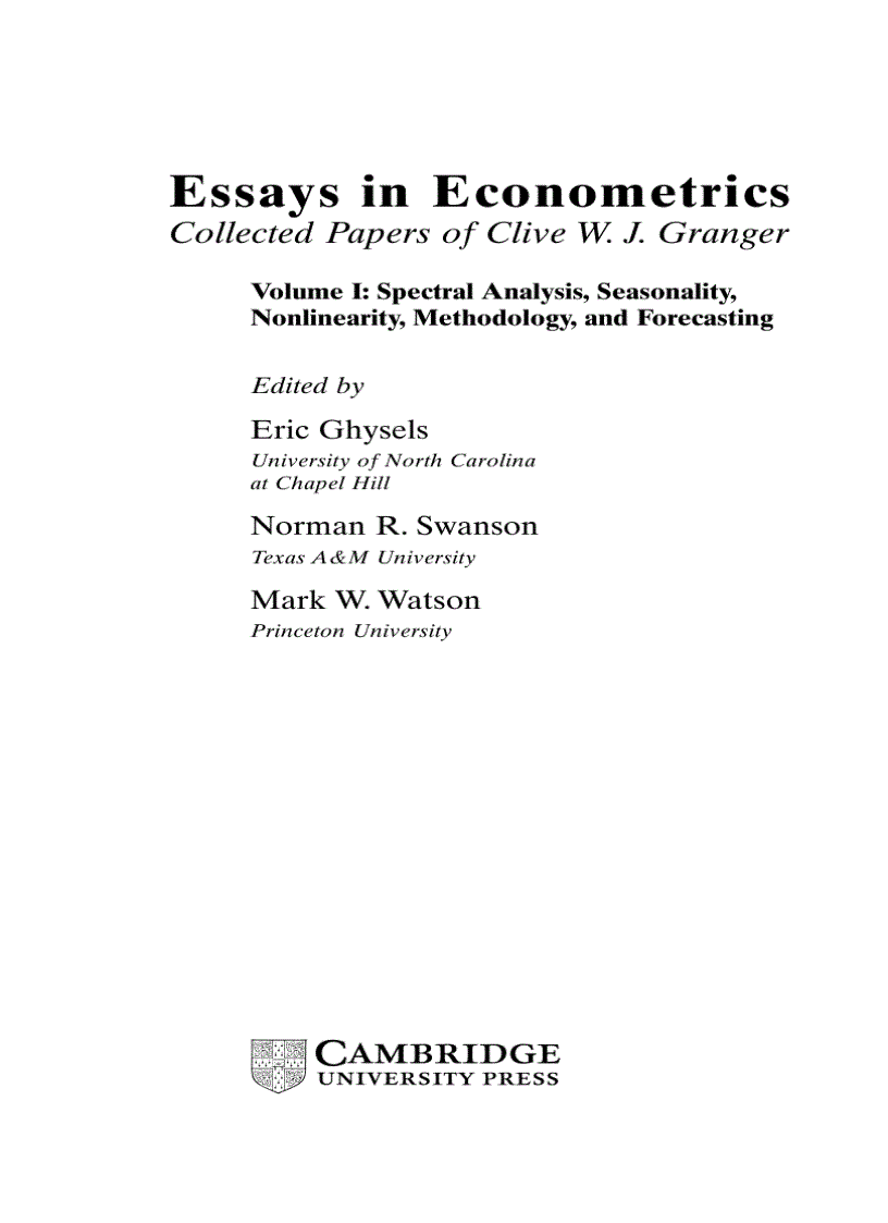 image for page Essays in econometrics