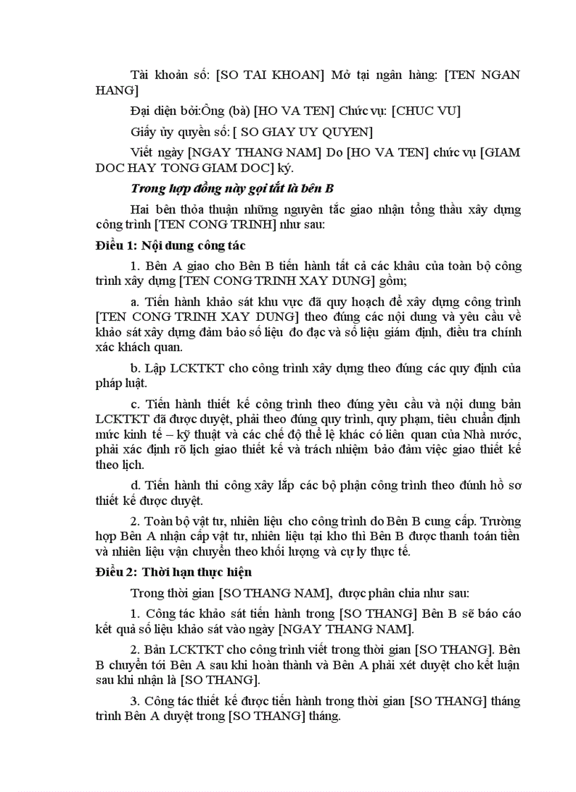 image for page Hợp đồng nguyên tắc về tổng thầu xây dựng công trình