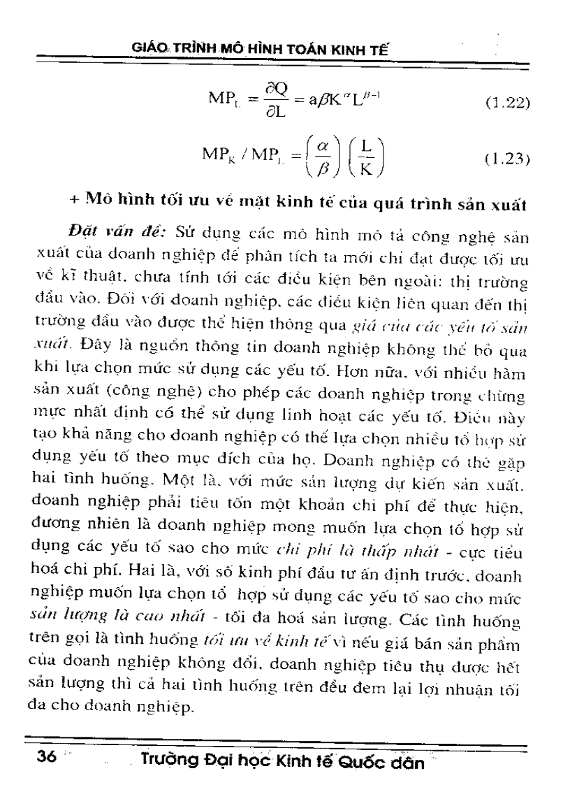 image for page Giáo trình mô hình toán kinh tế trường Đại Học Kinh Tế Quốc Dân