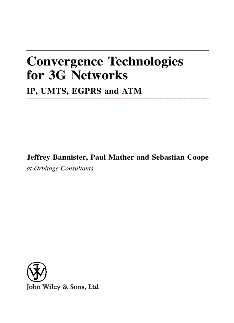 image for page Convergence Technologies for 3G Networks