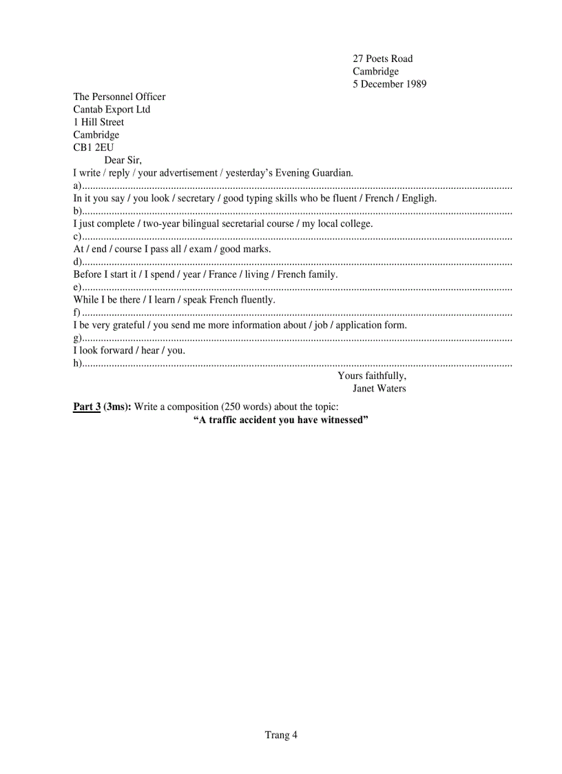 image for page Đề thi HSG Tiếng Anh 12 tỉnh Sóc Trăng năm học 2008 2009