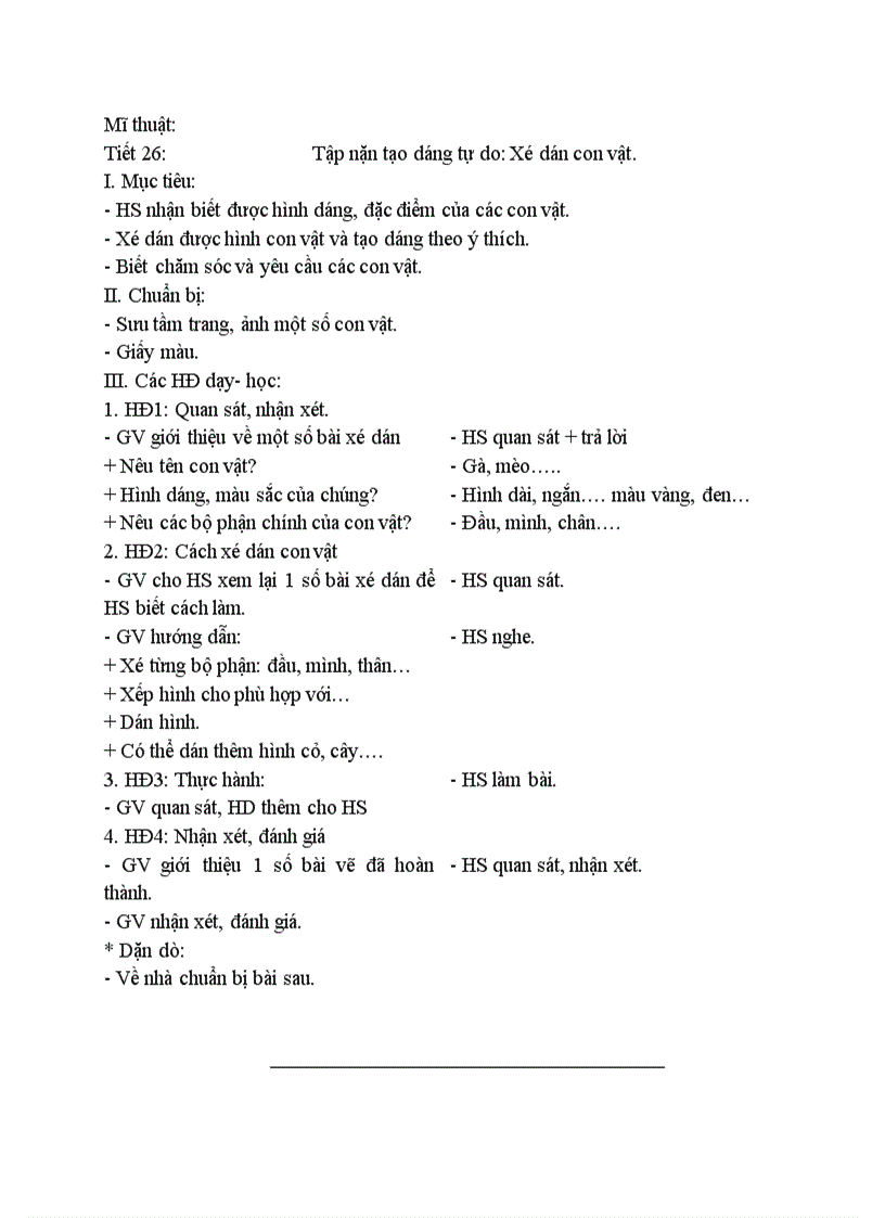 image for page Mĩ thuật Tập nặn tạo dáng tự do Xé dán con vật