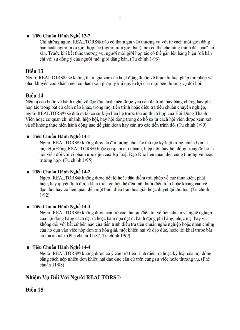 image for page Bộ Luật Đạo Đức và Tiêu Chuẩn Hành Nghề của Hiệp Hội Quốc Gia Chuyên Viên Địa Ốc National Association of REALTORS