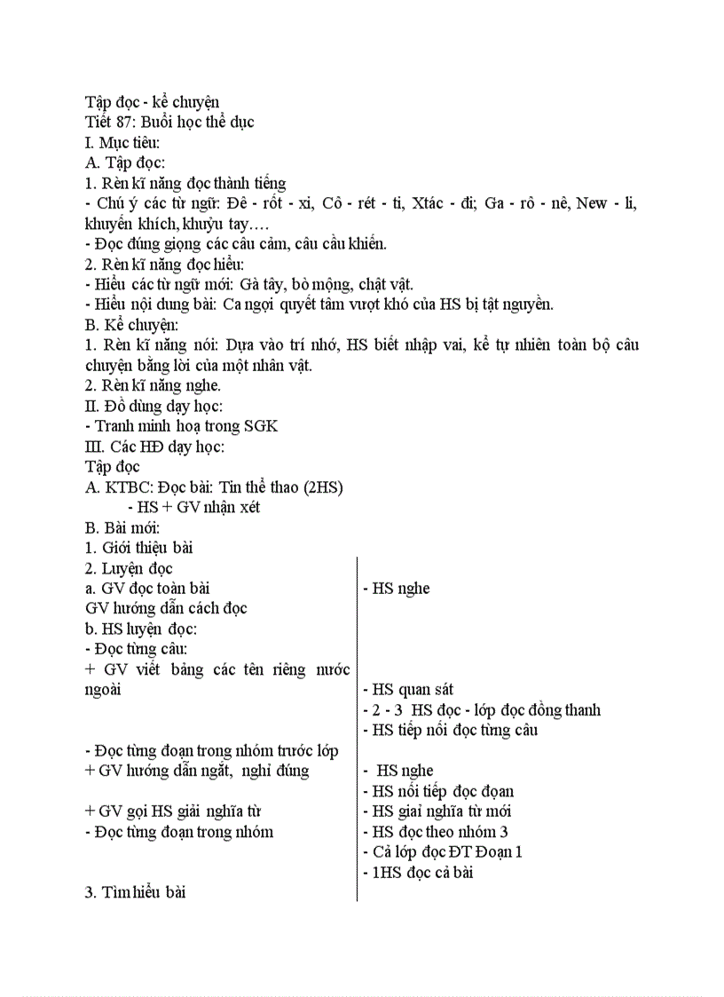 image for page Tập đọc kể chuyện Buổi học thể dục