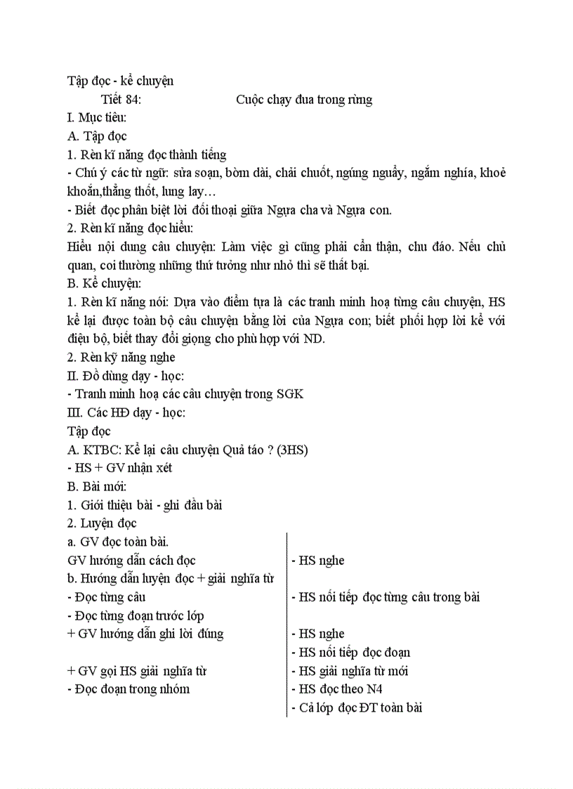 image for page Tập đọc kể chuyện Cuộc chạy đua trong rừng